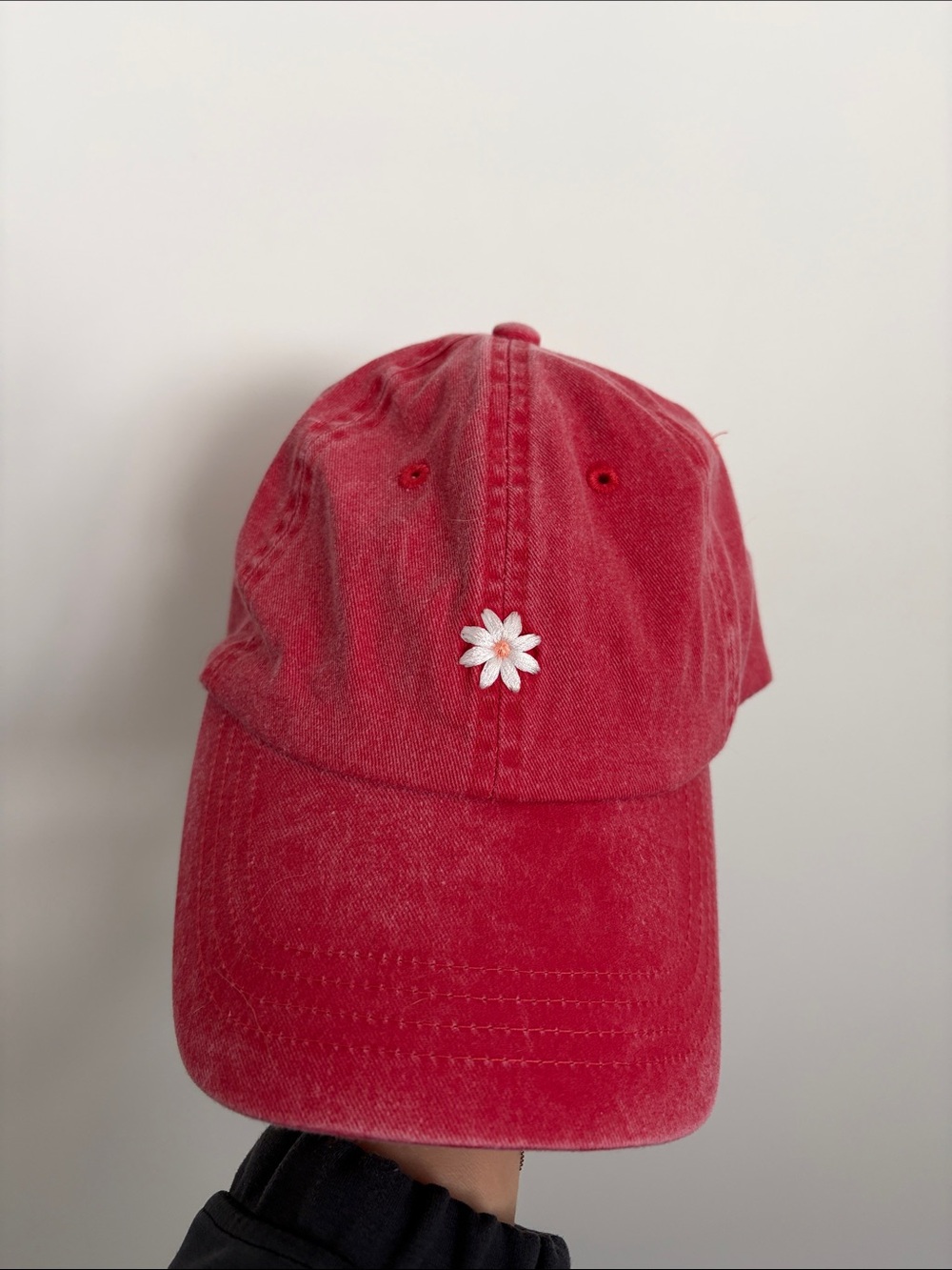 Cotton on Red Daisy Embroidered Baseball Cap